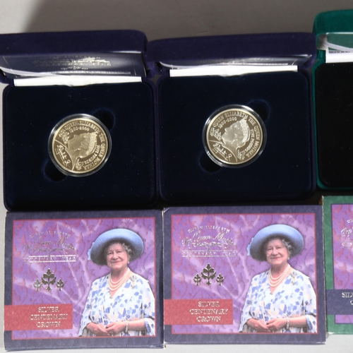 404 - 4 British Commemorative silver proof crowns' in original box and papers