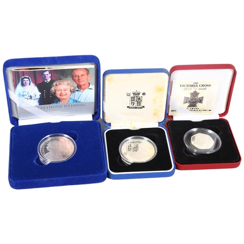 406 - 3 silver proof coins, 2006 Victoria cross 50p, 2008 History of the Air Force Bailiwick Crown, 2007 D... 