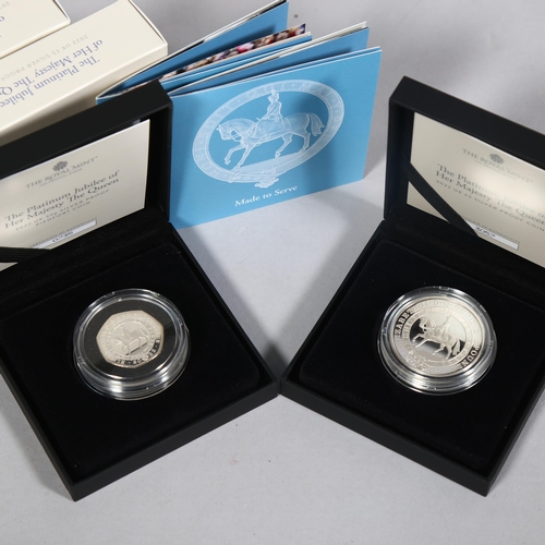 407 - **WITHDRAWN** 2 Royal Mint Piedfort Silver Proof 50p coins, Elizabeth II 2022 Platinum Jubilee, boxe... 