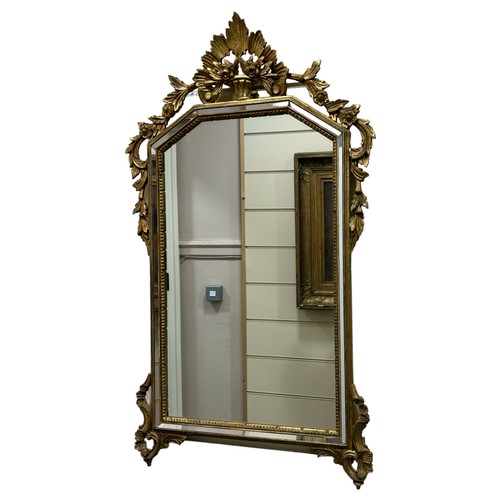 416 - A 19th century gilt-wood carved Rococo style Pier mirror, height 98cm