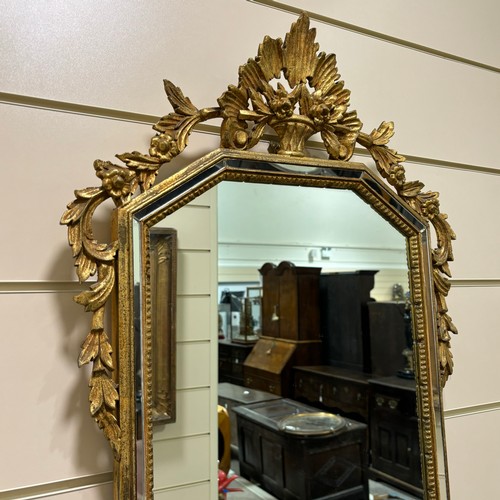 416 - A 19th century gilt-wood carved Rococo style Pier mirror, height 98cm