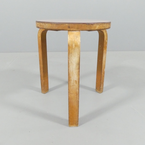 2001 - ALVAR AALTO for Finmar, a 1930s model 60 stool, in birch with formica seat and makers label beneath.... 