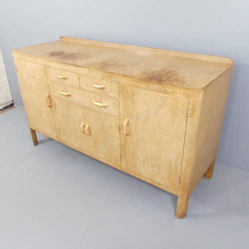 2008 - A 1930s Heals Art Deco sideboard in bleached walnut. 168x98x58cm.