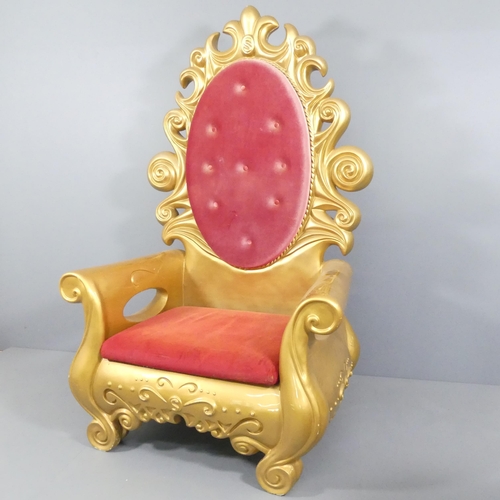 2009 - A very large and impressive resin and upholstered throne chair. Overall 125x207x100cm, seat 80x55x80... 