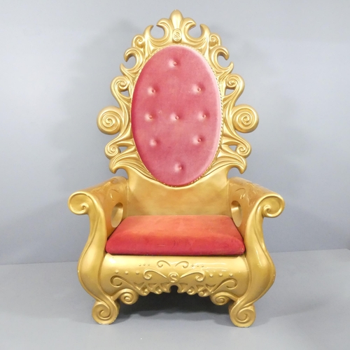 2009 - A very large and impressive resin and upholstered throne chair. Overall 125x207x100cm, seat 80x55x80... 