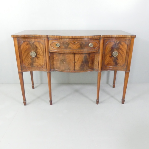 2152 - A 19th century mahogany and ebony strung sideboard of serpentine form. 139x92x60cm.