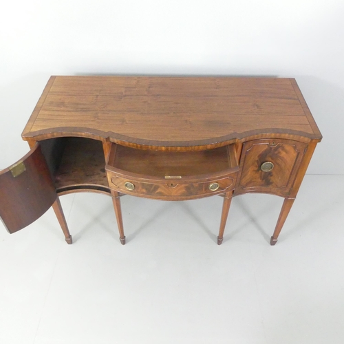 2152 - A 19th century mahogany and ebony strung sideboard of serpentine form. 139x92x60cm.