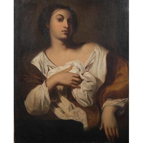 605 - 19th Century oil on canvas, after Francesco GUARINO, Portrait of  Saint Agatha, 39cm x 47cm, unframe... 