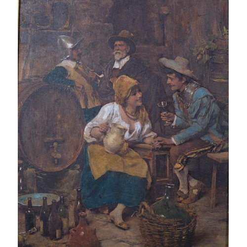 607 - P. KARLY (Austrian 19th/20th Century), a pair of fine interior tavern scenes, oil on wooden panel, 1... 