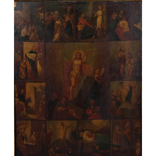 608 - An Eastern European 17th / 18th Century Christian painted wooden panel. Panel measures 39cm x 49cm  ... 