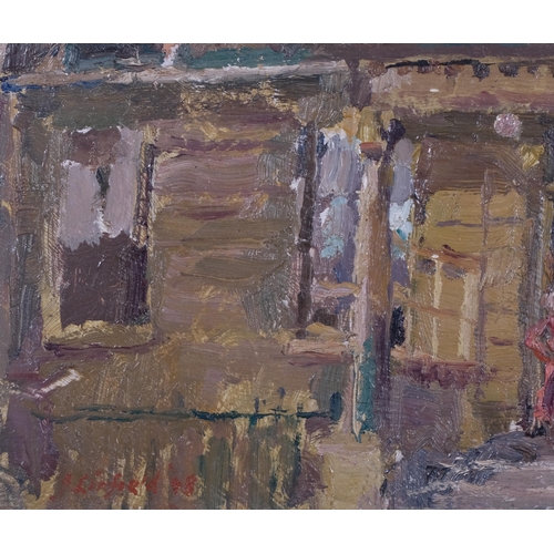 609 - John LINFIELD RWS  (British b.1930), The Melrose Hotel, Worthing, Sussex, oil on board, 24cm x 18cm,... 