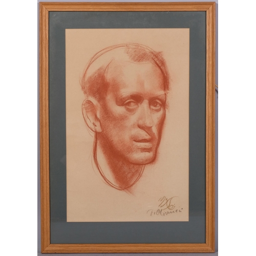 614 - Francesco OLIVUCCI (Italian 1899-1985), self portrait, pastel on paper, 31cm x 48cm, framed and glaz... 