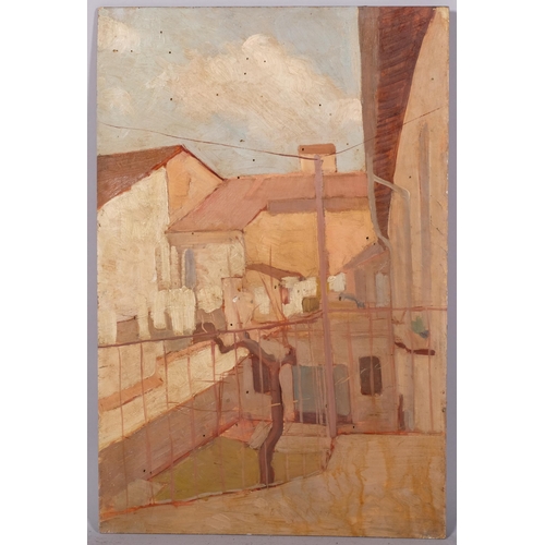 617 - Francesco OLIVUCCI (Italian 1899-1985), untitled oil on board, 37cm x 57cm, unframed, unsigned. Foun... 