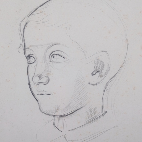 624 - Francesco OLIVUCCI (Italian 1899-1985) portrait of a young boy, pencil drawing on paper, circa 1945,... 