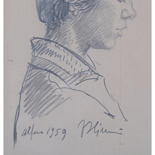 625 - Francesco OLIVUCCI (Italian 1899-1985) two portraits on paper. Drawing of a woman dated 1959 and sig... 