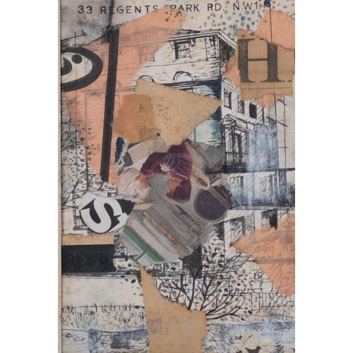 627 - Oriol ULLMAN ( ) 33 Regents Park Rd NW1, collage and ink drawing on paper, circa 1960, 10cm x 15cm, ... 