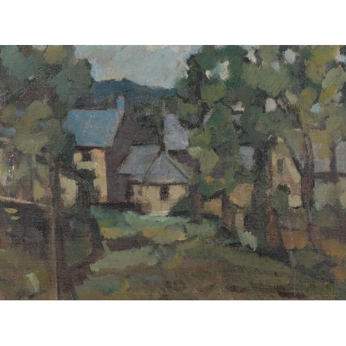 630 - 20th century Impressionist School, rural cottages, oil on board, unsigned, 23cm x 30cm, framed