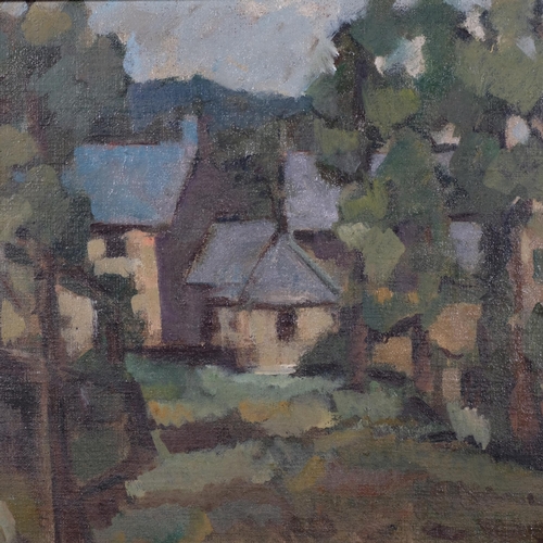 630 - 20th century Impressionist School, rural cottages, oil on board, unsigned, 23cm x 30cm, framed