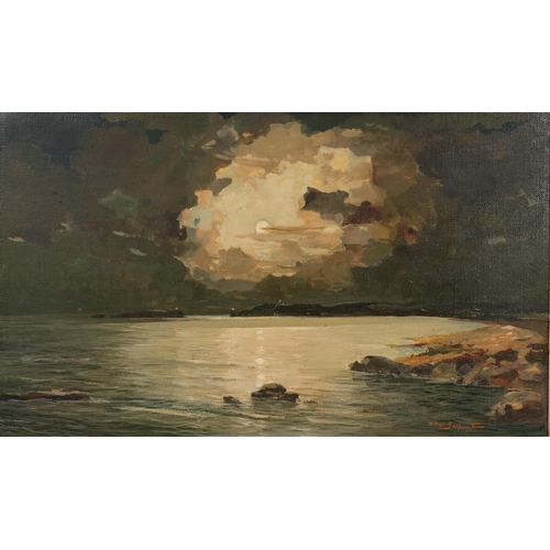 641 - Francesco Pablo De Besperato (Czechoslovakian, 1900 - 1963), moonlit coast, oil on board, signed wit... 