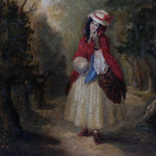 655 - William Powell Frith (1819 - 1909), Dolly Varden from Dickens Barnaby Rudge, oil on canvas, inscribe... 