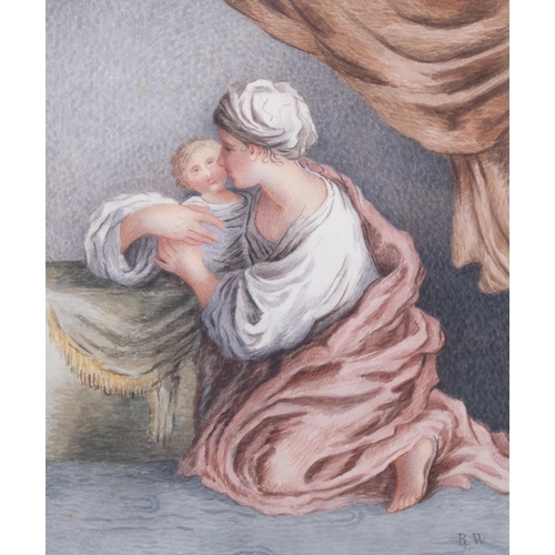 656 - Richard Westall, 3 Classical studies, watercolour on paper, signed with monogram, 23cm x 19cm, frame... 