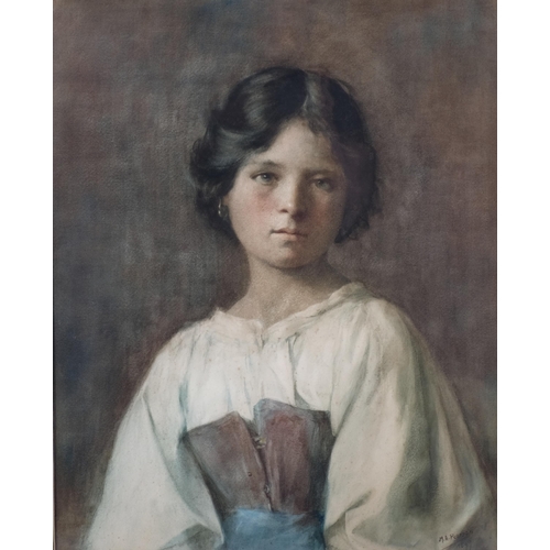 657 - M A Pearson, portrait of a country girl, watercolour, signed and dated 1899, 54cm x 44cm, framed