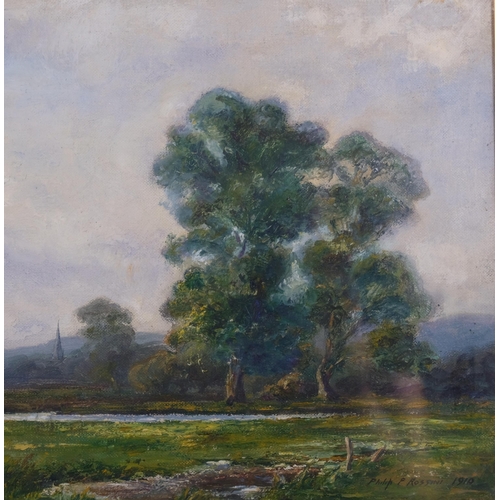 665 - Philip Rossini (born 1887), pair of rural landscapes, oils on canvas, 26cm x 36cm, framed