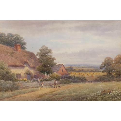 668 - Harold Lawes, thatched country cottage, watercolour, signed, 35cm x 52cm, framed