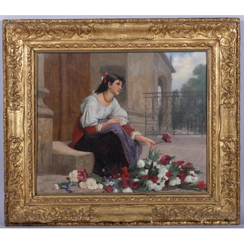 669 - Francois-Alfred Delobbe (1835 - 1915/20), flower girl, oil on canvas, signed