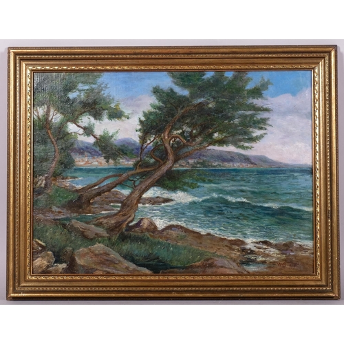 690 - W Buxton, Menton, Cote d'Azur. oil on board, signed, 41cm x 58cm, framed