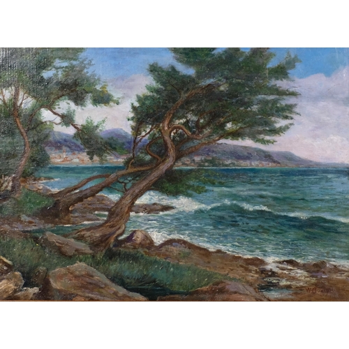 690 - W Buxton, Menton, Cote d'Azur. oil on board, signed, 41cm x 58cm, framed