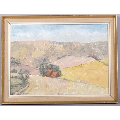 692 - I Barr (Scottish), Highland landscape, oil on board, 38cm x 55cm, framed