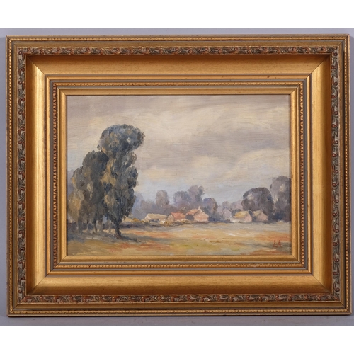 701 - Contemporary impressionist landscape, oil on board, signed with monogram LA, 18cm x 25cm, framed