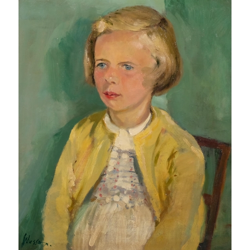 814 - Edward Wesson, portrait of a young girl, oil on board, signed, 40cm x 33cm, framed