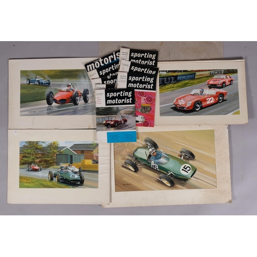 815 - Motorsport Interest - Barry Rowe (1936-2022), British, 4 original gouache Motorsport pictures from e... 