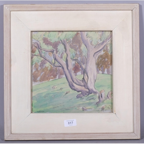 817 - David Sassoon, Scottish woodland scene, watercolour, signed, provenance: Daniel Shackleton Edinburgh... 