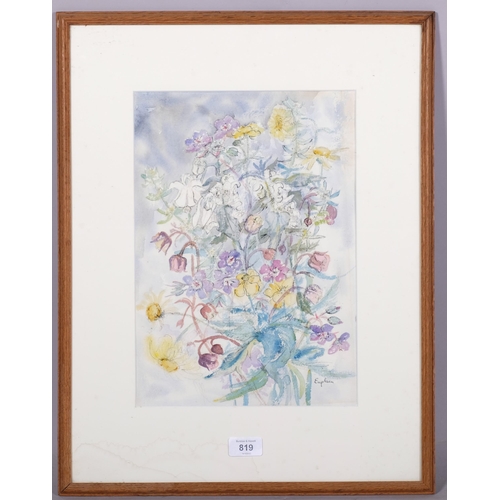 819 - Ephemia Alexander, a bunch of wild flowers, watercolour, signed, 36cm x 25cm, framed