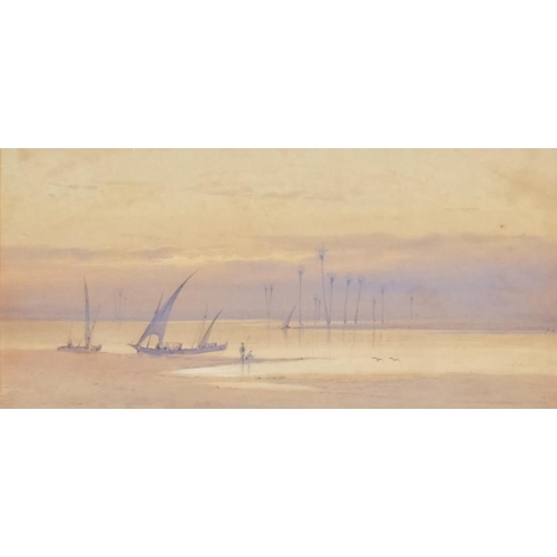 820 - Pair of North African desert and river scenes, watercolour circa 1900 - 1920, unsigned, 12cm x 25cm,... 