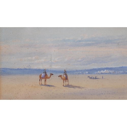 820 - Pair of North African desert and river scenes, watercolour circa 1900 - 1920, unsigned, 12cm x 25cm,... 