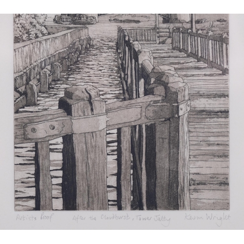 821 - Kevin Wright, Tower Bridge, artist's proof etching, signed in pencil, plate 19cm x 15cm, framed