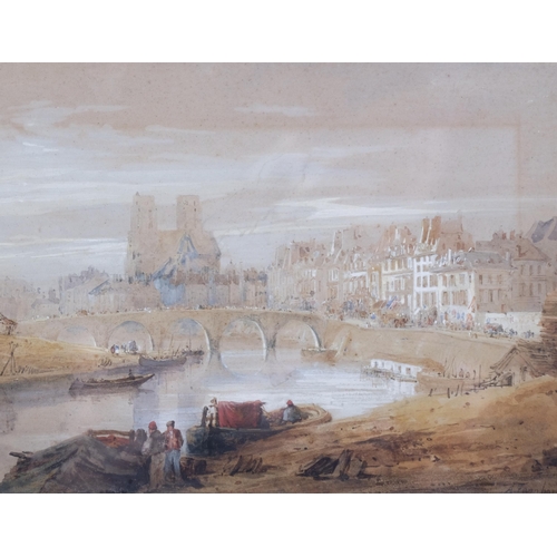 826 - Lady Amelia Farnborough, view towards Notre-Dame Paris, signed, 18cm x 26cm, framed