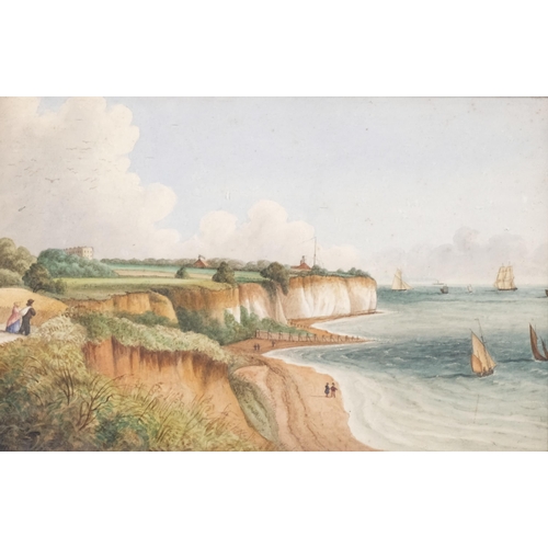 827 - Edward Davis, Pegwell Bay, 19th century watercolour, 20cm x 30cm, framed