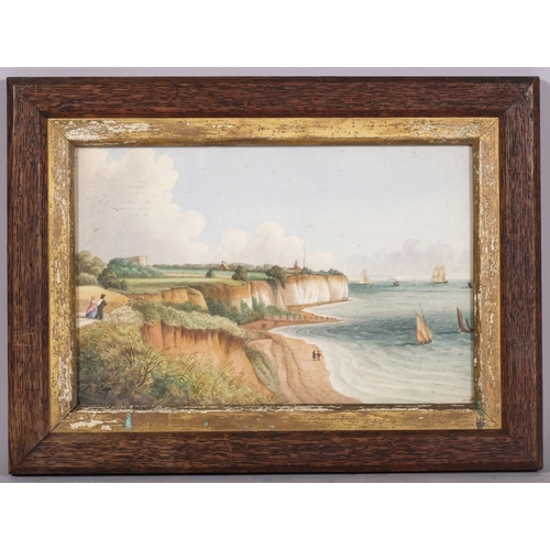 827 - Edward Davis, Pegwell Bay, 19th century watercolour, 20cm x 30cm, framed