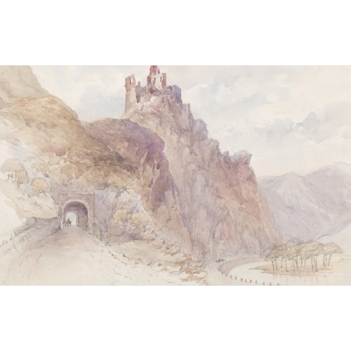 829 - William Collingwood Smith (1815 - 1887), hilltop castle ruins, watercolour dated 1875, 26cm x 40cm, ... 