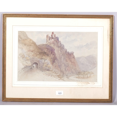 829 - William Collingwood Smith (1815 - 1887), hilltop castle ruins, watercolour dated 1875, 26cm x 40cm, ... 