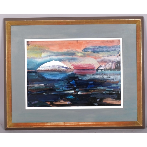 832 - Keith Grant, abstract landscape, acrylic on board, signed, 35cm x 52cm, framed