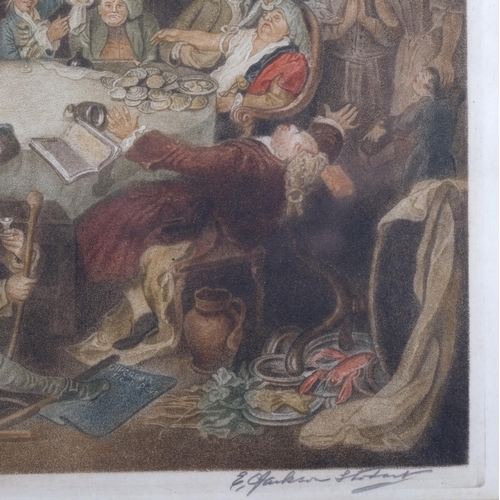 834 - WITHDRAWN - E Clarkson Stodart after William Hogarth, humours of an election, coloured etching, sign... 