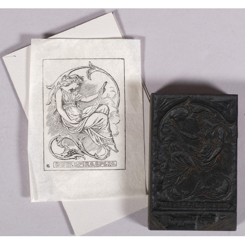 836 - Dante Rosetti, handmade printing block with title 