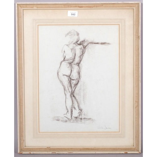 840 - Sheila Dawson, nude life study, chalk on paper, signed, 41cm x 31cm, framed