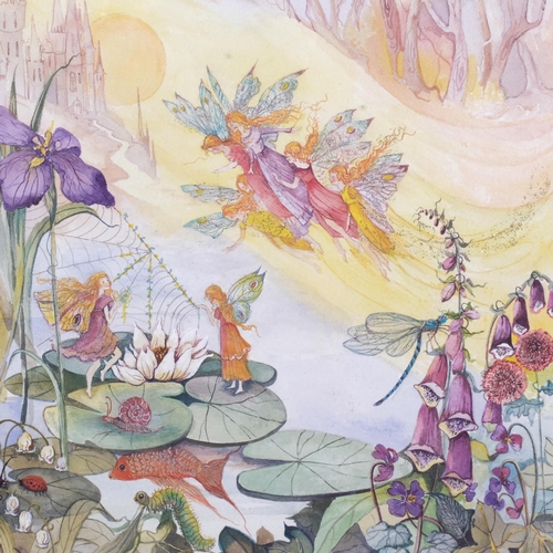 841 - Glenda Rae, fairytale illustration, watercolour with painted mount, overall frame dimensions 63cm x ... 